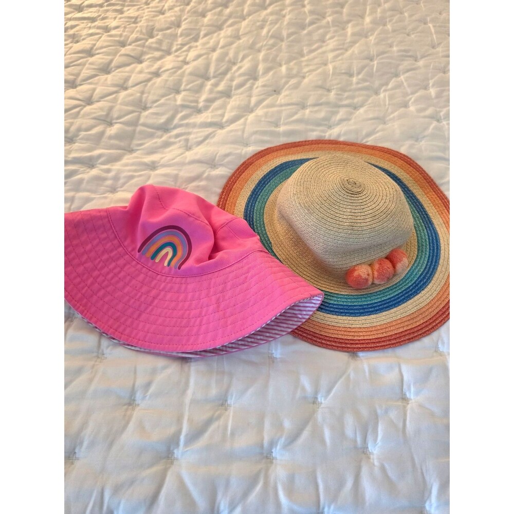 Cat & Jack Girls Rainbow Bucket Hat and Sun Hat Set